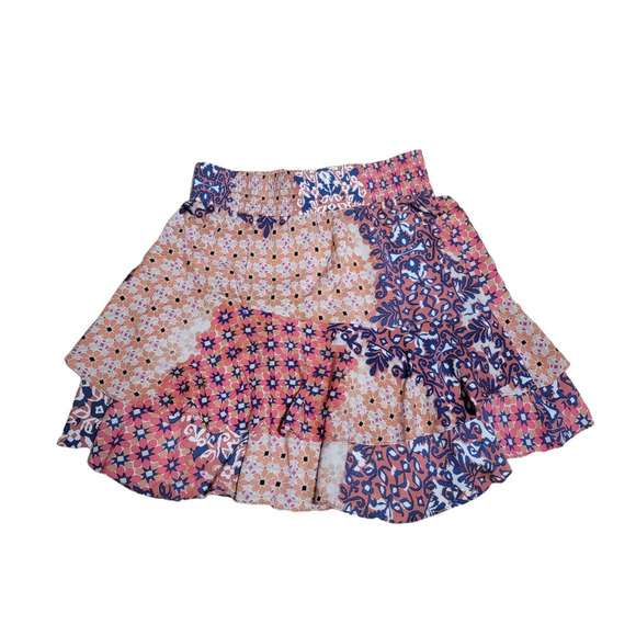 Cabi Isabel Ruffle Skirt Pull On Patchwork Floral Print S - Picture 1 of 5